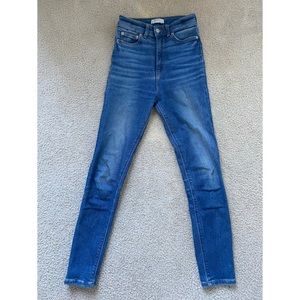 Zara high waisted, high raise, skinny, blue jeans